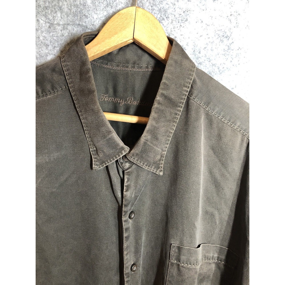 Tommy Bahama Shirt Mens 3XB Brown Wool Silk Long Sleeve Casual Classic